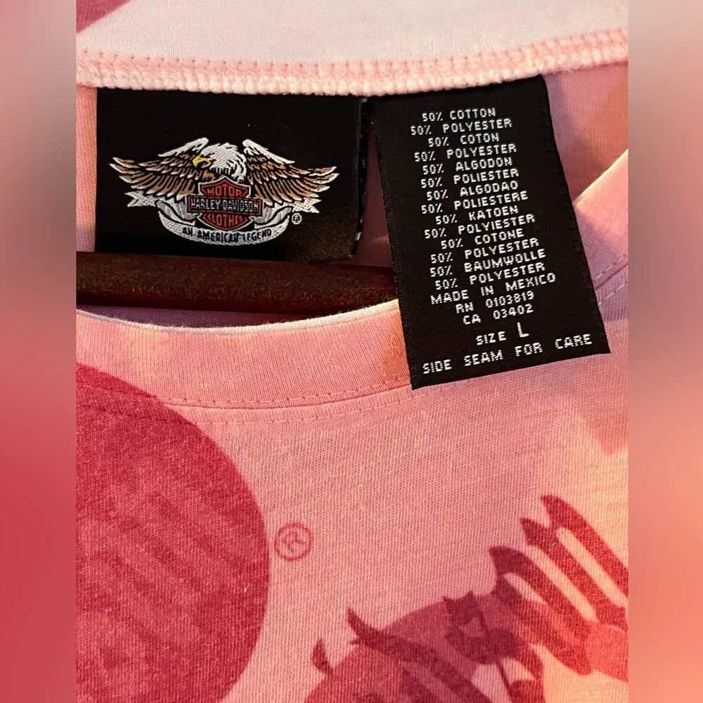 Harley-Davidson Pink Eagle Rhinestone Tee Lightweight Women’s Large - Picture 3 of 4